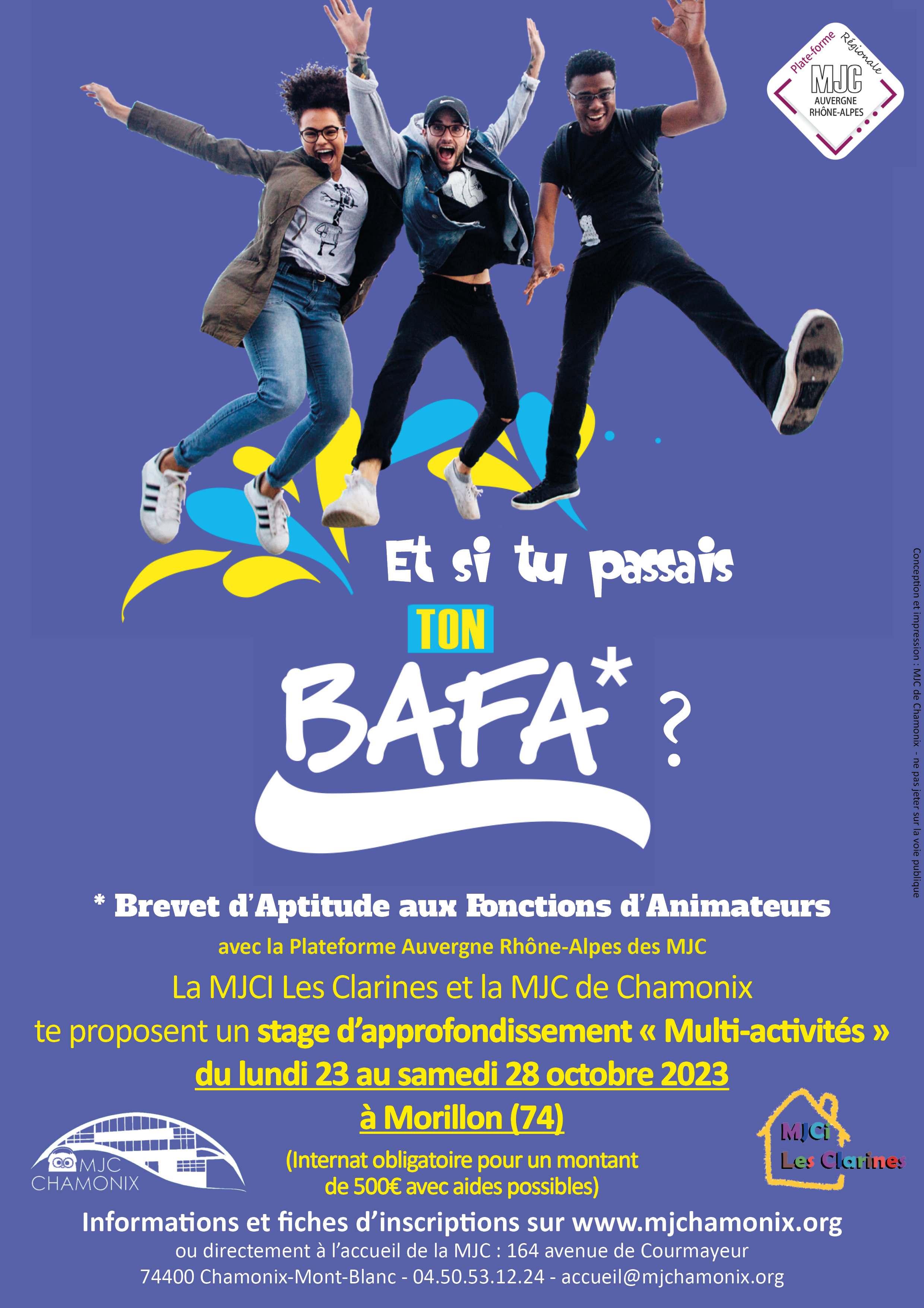 Inscription stage BAFA 2023 avec la MJC de Chamonix-Mont-Blanc