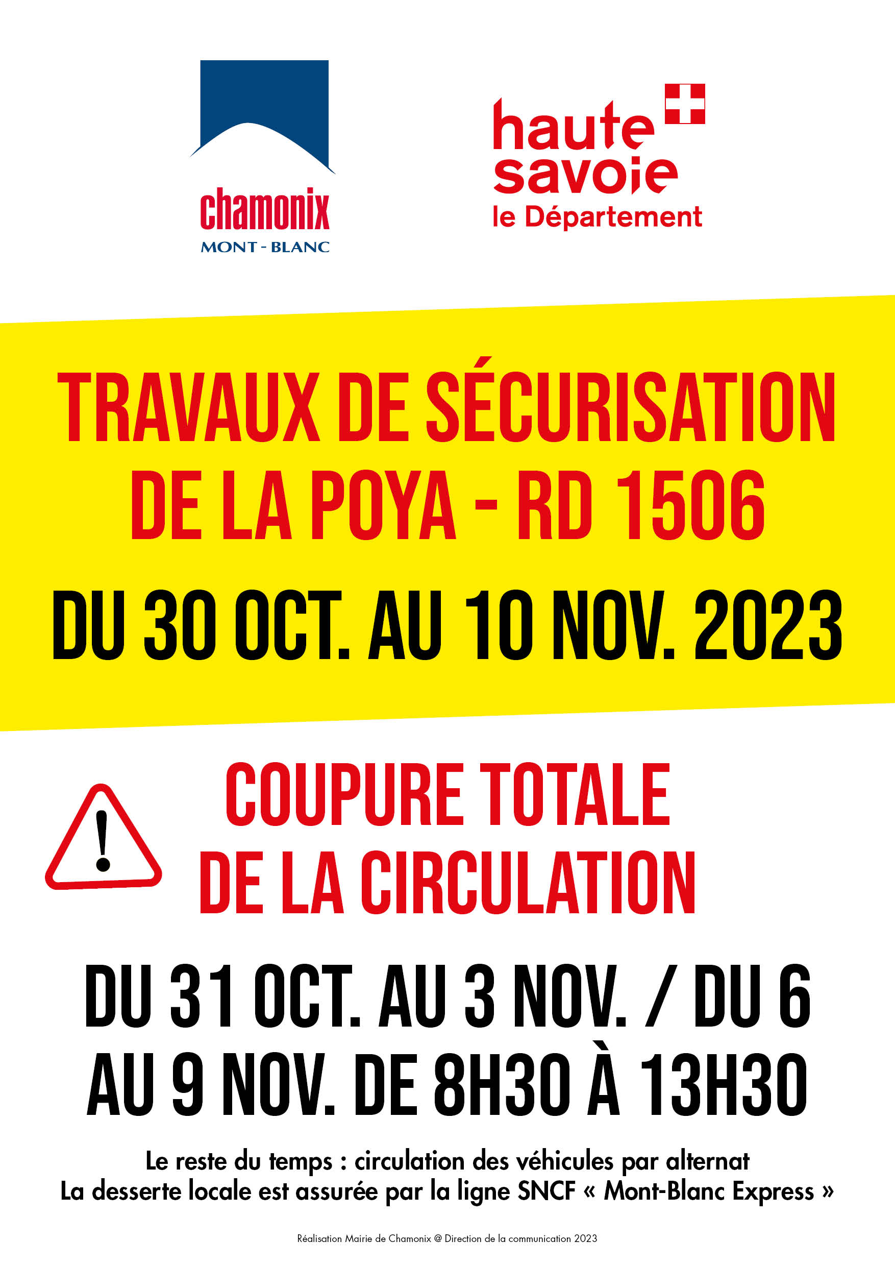 Travaux de sécurisation de la Poya : 30 octobre-10 novembre 2023