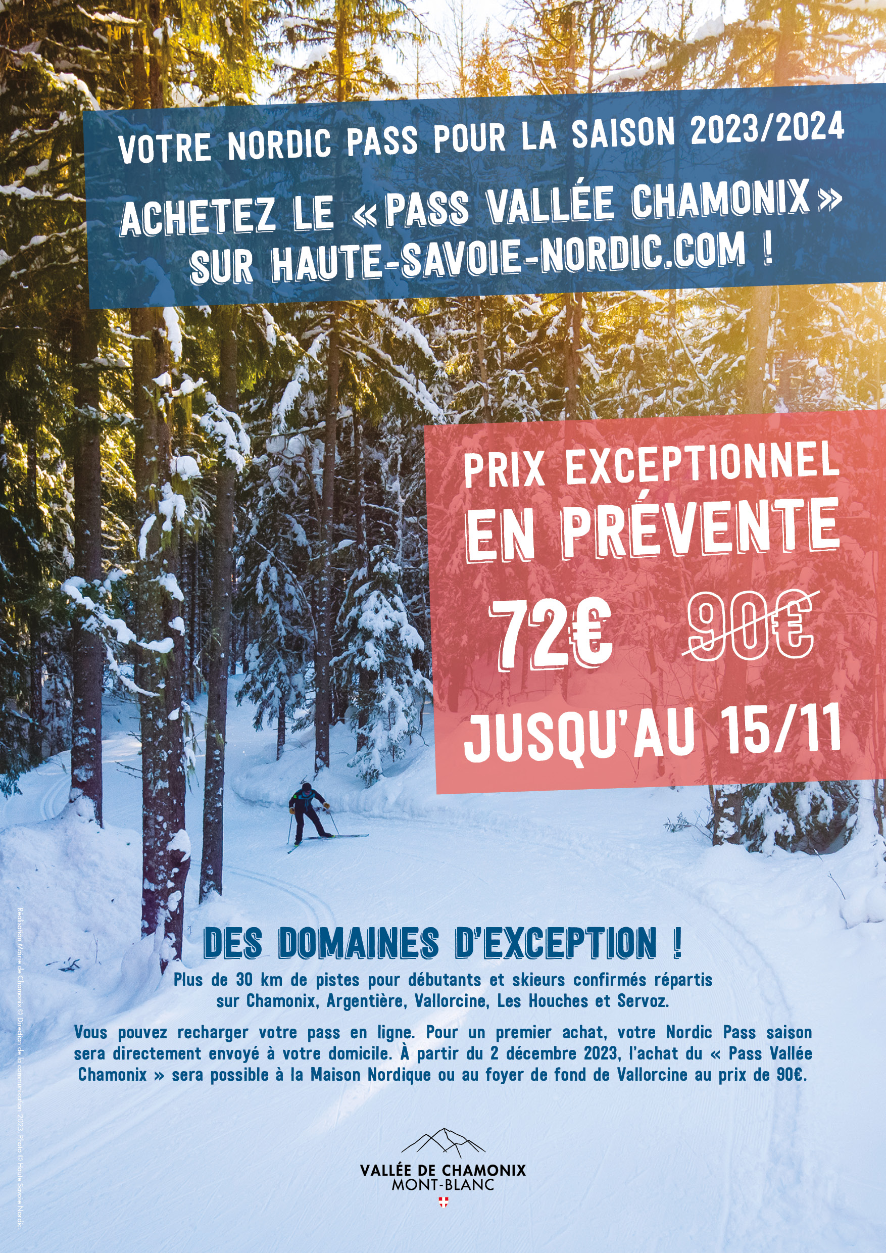 Prévente des forfaits nordiques Vallée de Chamonix Mont-Blanc jusqu'au 15 novembre